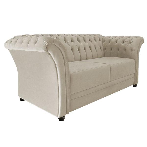 Imagem de Sofá Recamier Decorativa Chesterfield Sofia Suede Bege Capitonê - Amarena Móveis