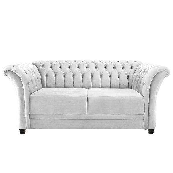 Imagem de Sofá Recamier Decorativa Chesterfield Sofia Suede Branco Capitonê - Amarena Móveis