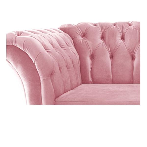 Imagem de Sofá Recamier Decorativa Chesterfield Sofia Suede Rosa Bebê Capitonê - Amarena Móveis