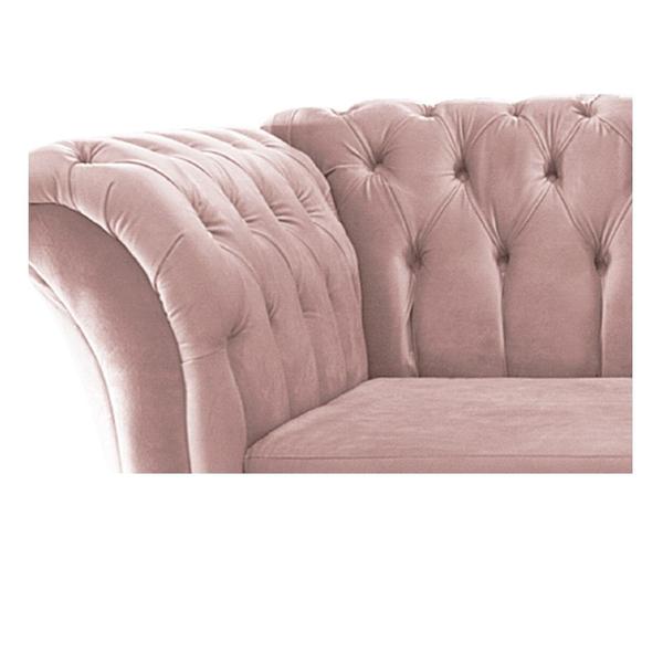 Imagem de Sofá Recamier Decorativa Chesterfield Sofia Suede Rosê Capitonê - Amarena Móveis