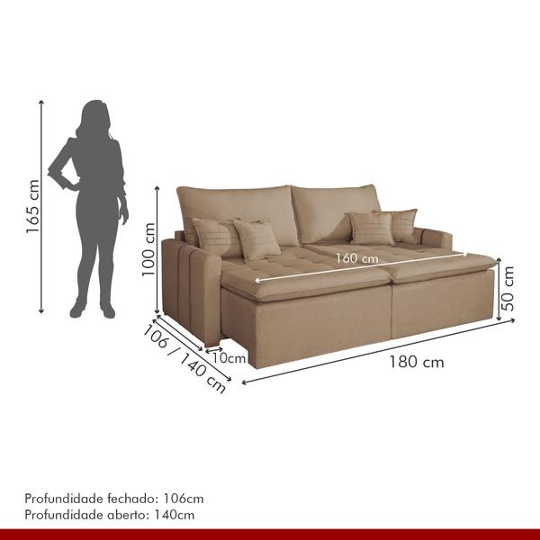 Imagem de Sofá Retrátil 2 Lugares 180cm Chicago