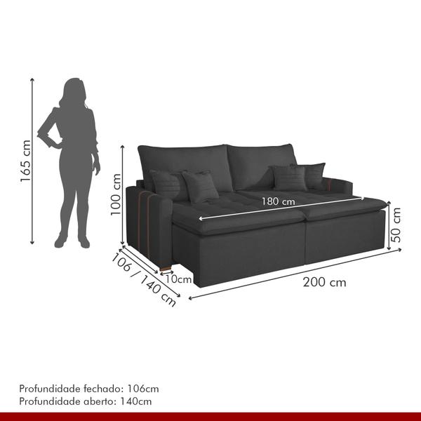 Imagem de Sofá Retrátil 2 Lugares 200 Cm Chicago Kasacomigo Estofados