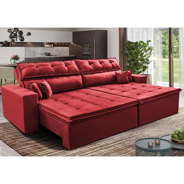 Imagem de Sofá Retrátil e Reclinável 1,82m Luxos Cama inBox Velusoft Vermelho