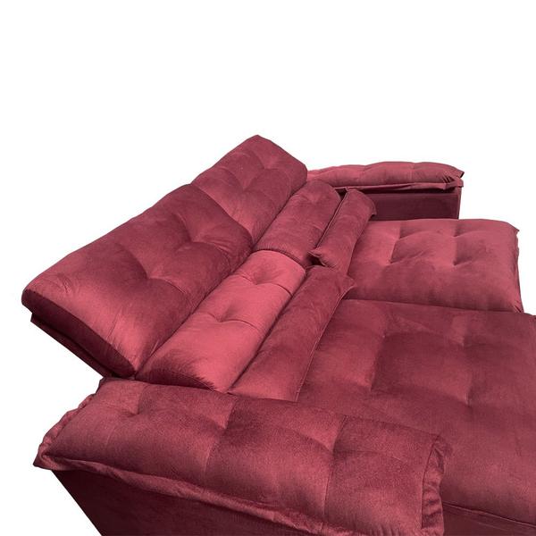 Imagem de Sofá Retrátil e Reclinável 2.00m Com Pillow Tecido Suede Vinho 