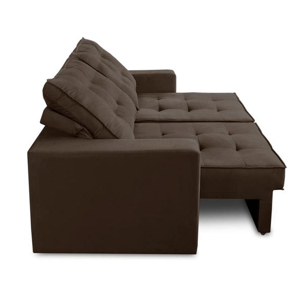 Imagem de Sofá Retrátil e Reclinável 2 lugares 1,50m com Molas Giovana Suede Marrom Madelina Decor