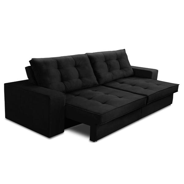 Imagem de Sofá Retrátil e Reclinável 2 lugares 1,50m com Molas Giovana Suede Preto Madelina Decor