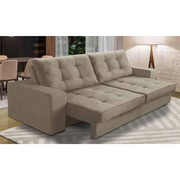 Imagem de Sofá Retrátil e Reclinável 2 lugares 2,10m com Molas Giovana Suede Capuccino Madelina Decor