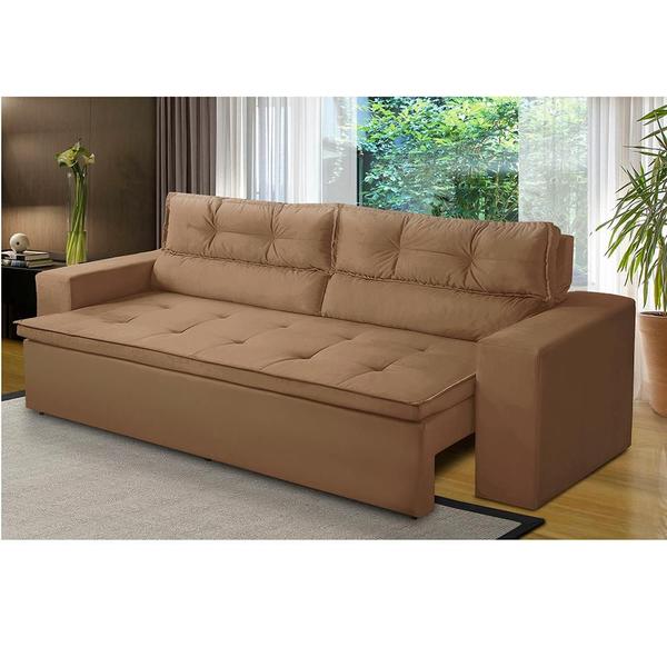 Imagem de Sofá Retrátil e Reclinável 2 lugares com Molas 1,80m Veronica Suede Capuccino Madelina