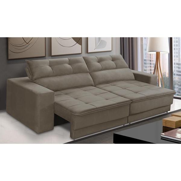 Sofá Retrátil e Reclinável 3 lugares 2,30m com Molas Emily Suede Capuccino Adonai Estofado... Sofá Retrátil e Reclinável 3 lugares 2,30m com Molas Emily Suede Capuccino Adonai Estofado...