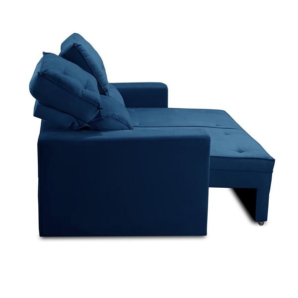 Imagem de Sofá Retrátil e Reclinável 3 lugares com Molas 1,80m Laisa Suede Azul Madelina Decor