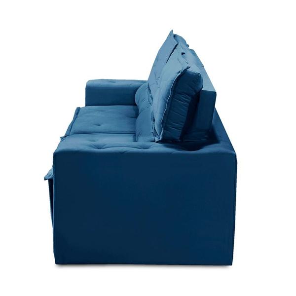 Imagem de Sofá Retrátil e Reclinável 3 lugares com Molas 1,80m Lorena Suede Azul Kaleo Decor