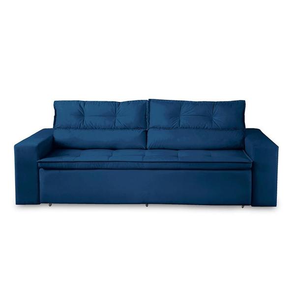 Imagem de Sofá Retrátil e Reclinável 3 lugares com Molas 1,80m Vanessa Suede Azul Kaleo Decor