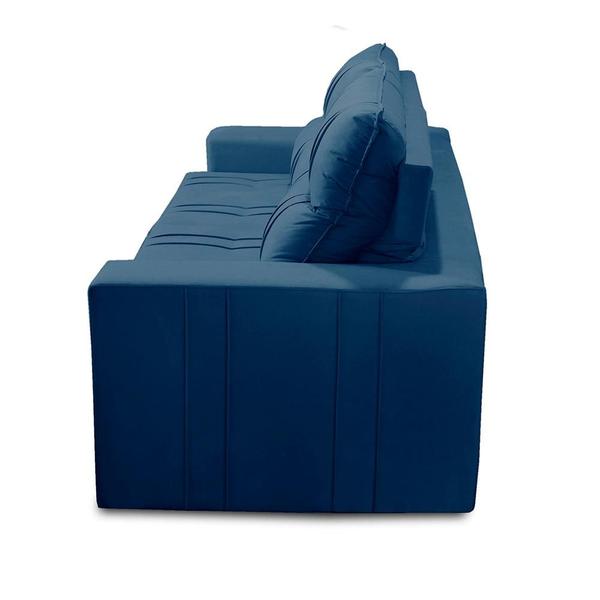 Imagem de Sofá Retrátil e Reclinável 3 lugares com Molas 2,00m Estela Suede Azul Kaleo Decor