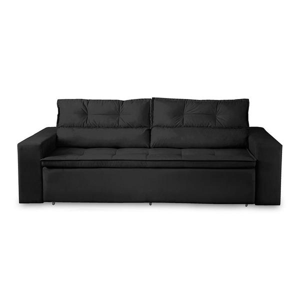 Imagem de Sofá Retrátil e Reclinável 3 lugares com Molas 2,00m Vanessa Suede Preto Kaleo Decor