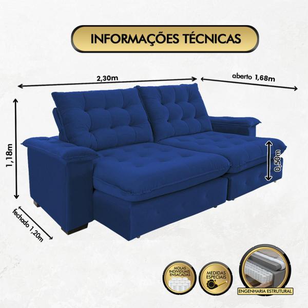 Imagem de Sofá Retrátil e Reclinável 4 lugares Coliseu 2.30m Super Pillow  