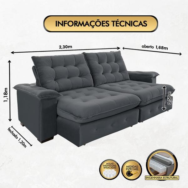 Imagem de Sofá Retrátil e Reclinável 4 lugares Coliseu 2.30m Super Pillow  