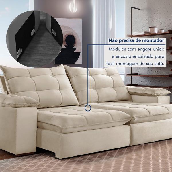 Imagem de Sofa Retrátil e Reclinável 5 Lugares 290cm Espanha Veludo