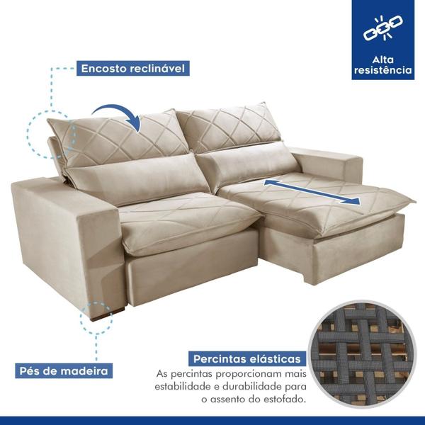 Imagem de Sofa Retrátil e Reclinável 5 Lugares 290cm Porto Veludo