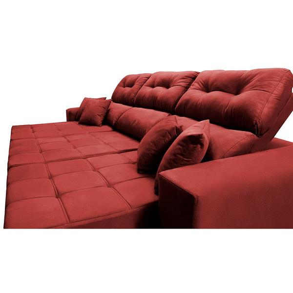 Imagem de Sofá Retrátil e Reclinável Cama inBox Diamond 2,52m Tecido Suede Velusoft Vermelho