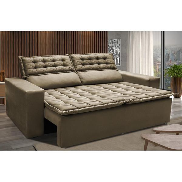 Imagem de Sofá Retrátil e Reclinável Cama inBox Slim 1,50m Tecido Suede Velusoft Castor