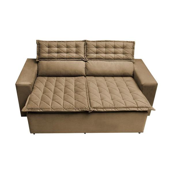 Imagem de Sofá Retrátil e Reclinável Cama inBox Slim 1,50m Tecido Suede Velusoft Castor