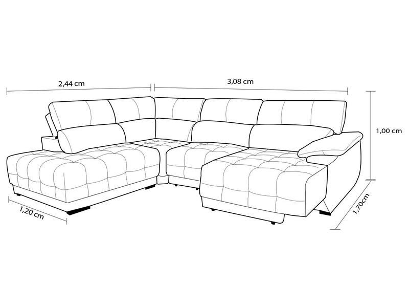 Imagem de Sofá Retrátil e Reclinável de Couro Filipinas Canto com Chaise Esquerda 1,26 m - Grizzy