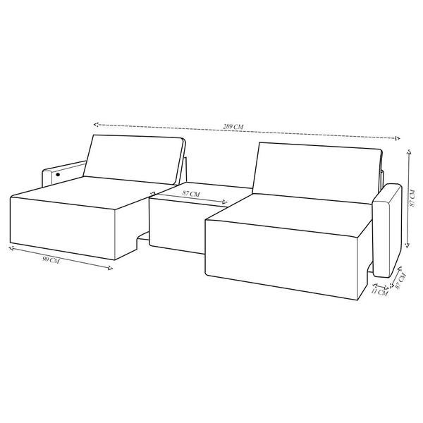 Imagem de Sofá Retrátil Embutido Modulado com Puff 5 Lugares Xerxes 289cm Veludo Azul G33 - Gran Belo