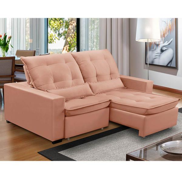 Imagem de Sofa Retratil Reclinavel 2 Lugares 1,80m Atlantis Veludo Rose LansofBR