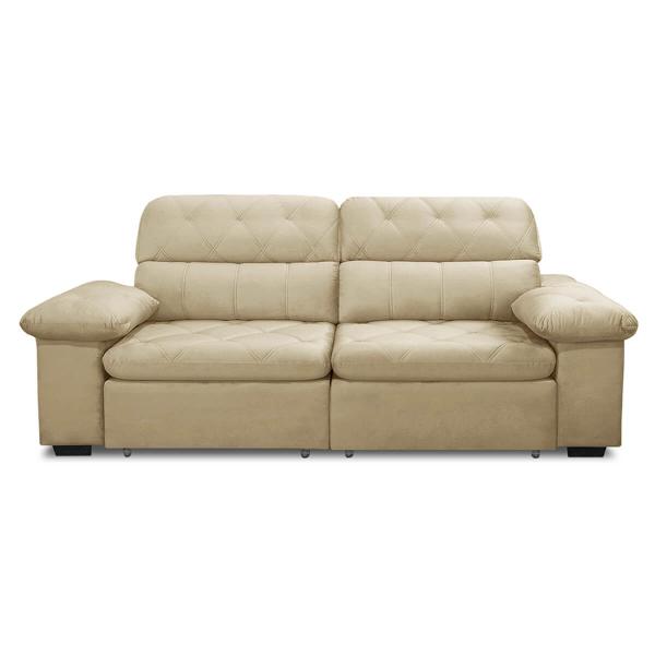 Imagem de Sofa Retratil Reclinavel 2 Lugares 1,80m Crystal Veludo Bege LansofBR