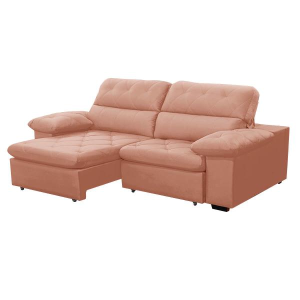 Imagem de Sofa Retratil Reclinavel 2 Lugares 1,80m Crystal Veludo Rosê LansofBR