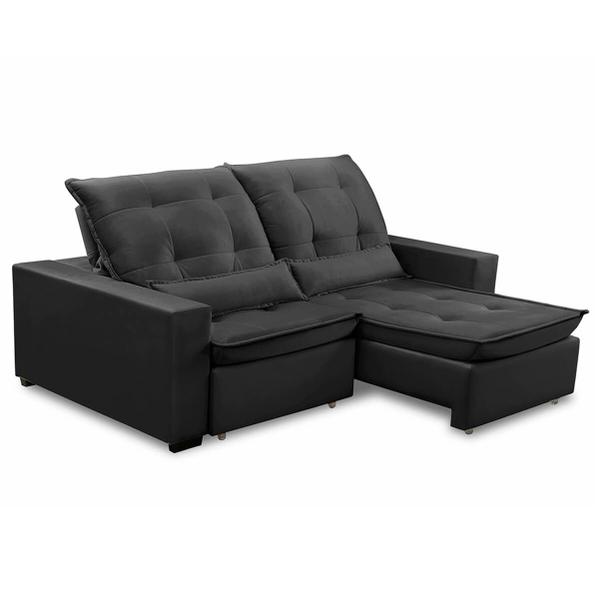 Imagem de Sofa Retratil Reclinavel 2 Lugares 1,90m Atlantis Veludo  Cinza Grafite LansofBR