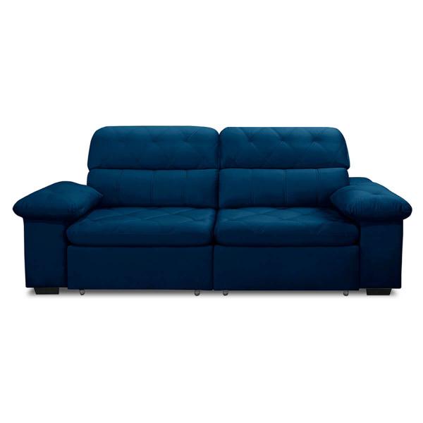 Imagem de Sofa Retratil Reclinavel 2 Lugares 1,90m Crystal Veludo Azul Marinho LansofBR