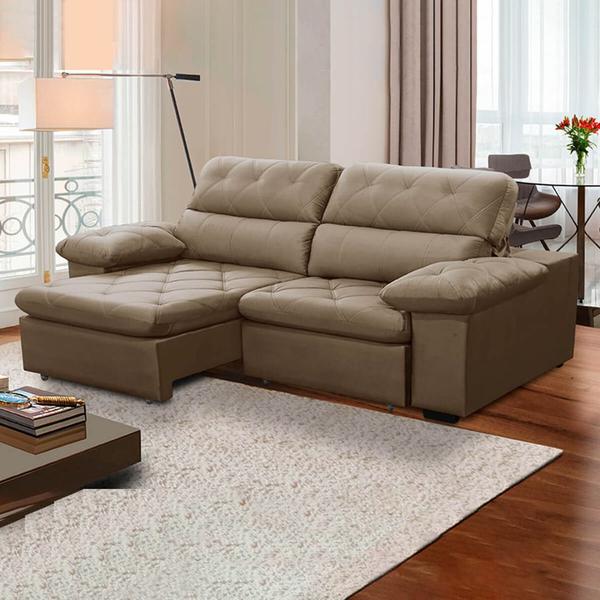 Imagem de Sofa Retratil Reclinavel 2 Lugares 1,90m Crystal Veludo Capuccino LansofBR