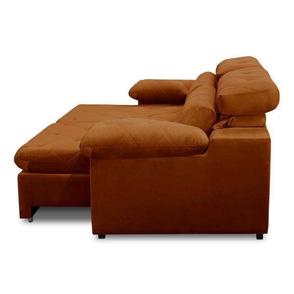 Imagem de Sofa Retratil Reclinavel 2 Lugares 1,90m Crystal Veludo Laranjado LansofBR