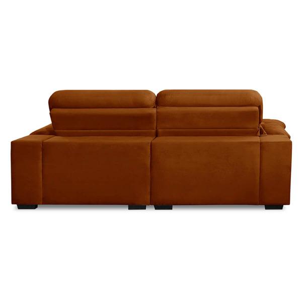 Imagem de Sofa Retratil Reclinavel 2 Lugares 1,90m Crystal Veludo Laranjado LansofBR