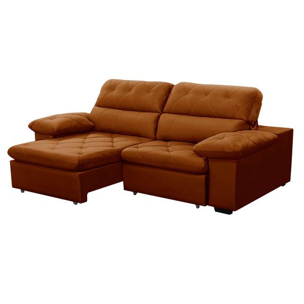 Imagem de Sofa Retratil Reclinavel 2 Lugares 1,90m Crystal Veludo Laranjado LansofBR