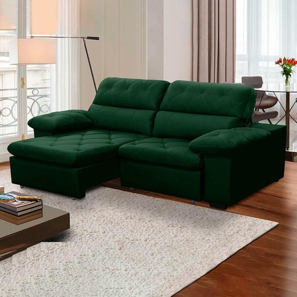 Imagem de Sofa Retratil Reclinavel 2 Lugares 1,90m Crystal Veludo Verde LansofBR