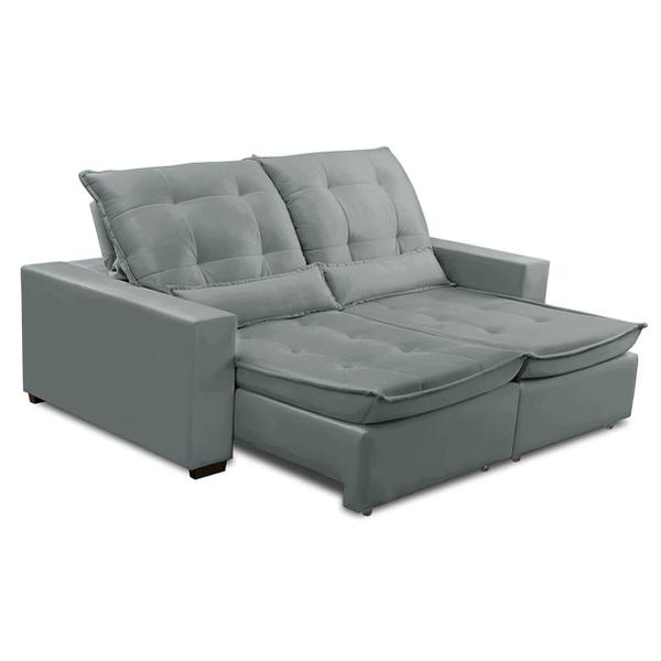 Imagem de Sofa Retratil Reclinavel 2 Lugares 2,00m Atlantis Veludo cinza claro LansofBR