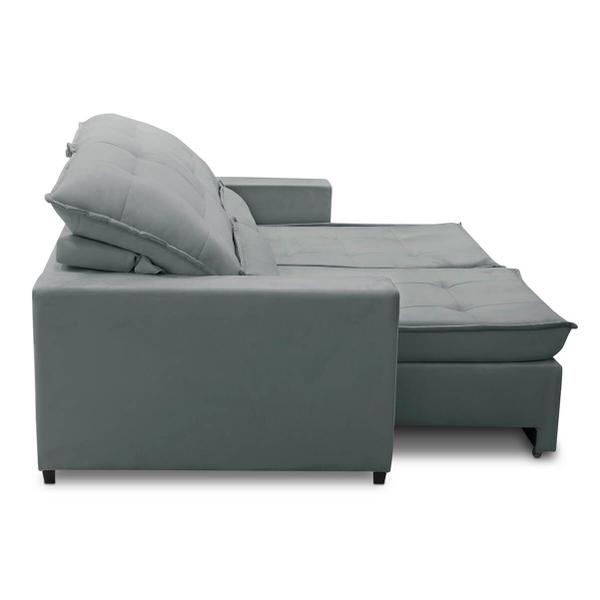 Imagem de Sofa Retratil Reclinavel 2 Lugares 2,10m Atlantis Veludo cinza claro LansofBR