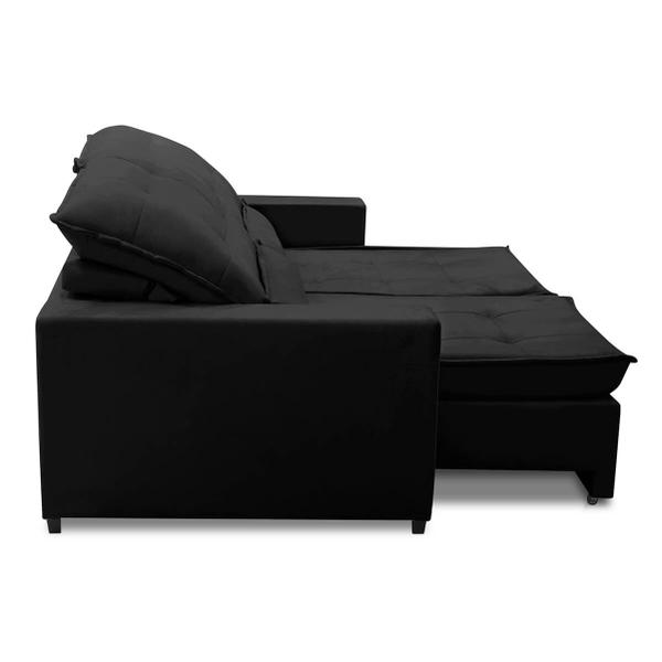 Imagem de Sofa Retratil Reclinavel 2 Lugares 2,10m Atlantis Veludo Preto LansofBR