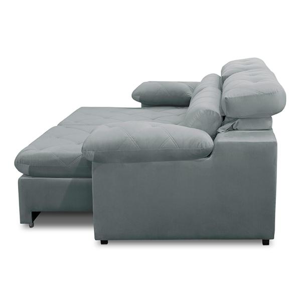 Imagem de Sofa Retratil Reclinavel 2 Lugares 2,10m Crystal Veludo Cinza LansofBR