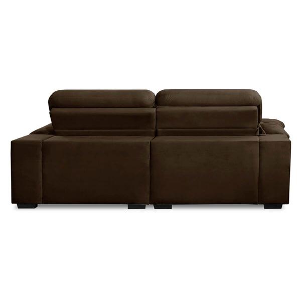 Imagem de Sofa Retratil Reclinavel 2 Lugares 2,10m Crystal Veludo Marrom LansofBR