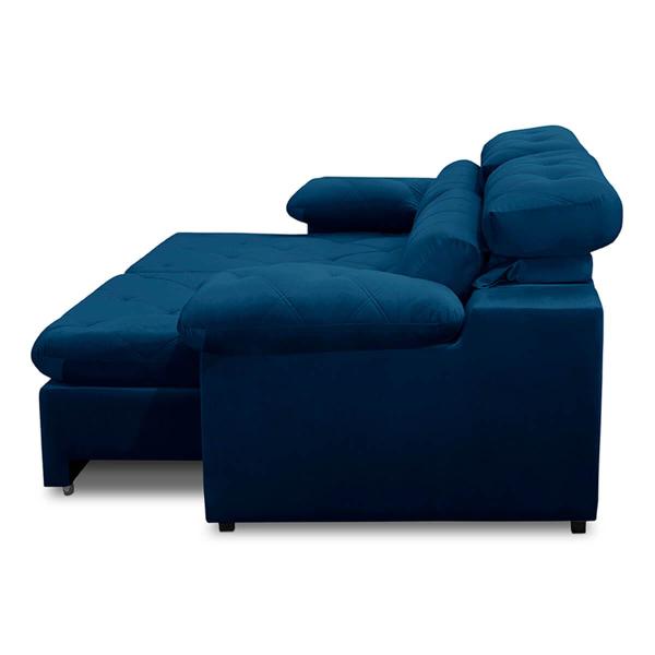 Imagem de Sofa Retratil Reclinavel 2 Lugares 2,20m Crystal Veludo Azul Marinho LansofBR