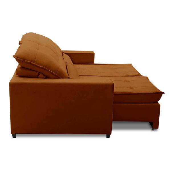 Imagem de Sofa Retratil Reclinavel 2 Lugares 2,30m Atlantis Veludo Laranjado LansofBR