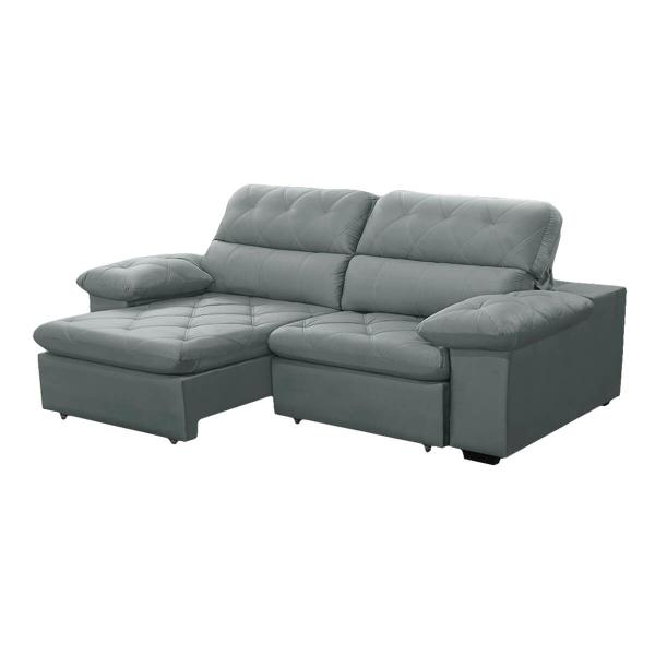 Imagem de Sofa Retratil Reclinavel 2 Lugares 2,30m Crystal Veludo Cinza LansofBR