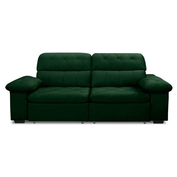 Imagem de Sofa Retratil Reclinavel 2 Lugares 2,30m Crystal Veludo Verde LansofBR