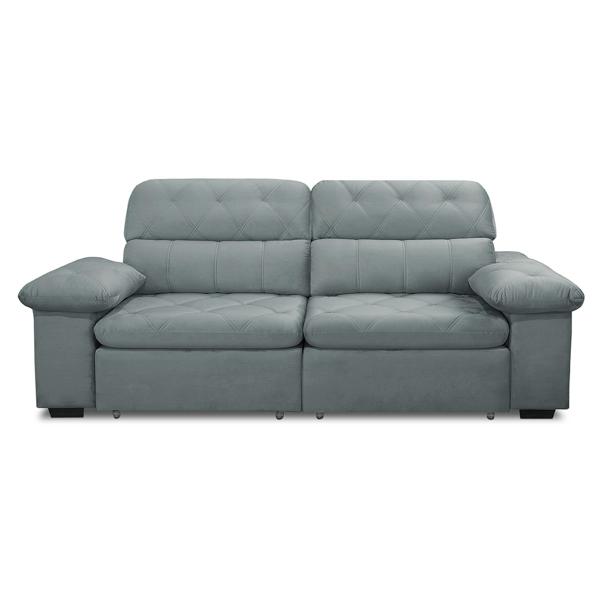 Imagem de Sofa Retratil Reclinavel 2 Lugares 2,50m Crystal Veludo Cinza LansofBR