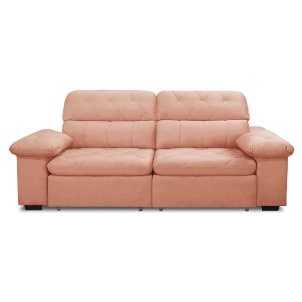 Imagem de Sofa Retratil Reclinavel 2 Lugares 2,50m Crystal Veludo Rosê LansofBR