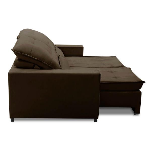 Imagem de Sofa Retratil Reclinavel 2 Lugares 2,60m Atlantis Veludo Marrom LansofBR