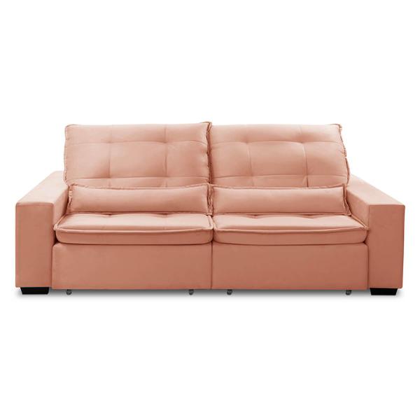 Imagem de Sofa Retratil Reclinavel 2 Lugares 2,70m Atlantis Veludo Rosê LansofBR